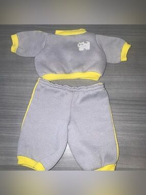 80s Cabbage Patch Kids Gray Yellow Jogging Suit SWEATSUIT Outfit KITTY CAT